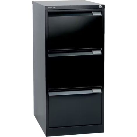 Bisley 3 Drawer Foolscap Filing Cabinet - Black (1/2)