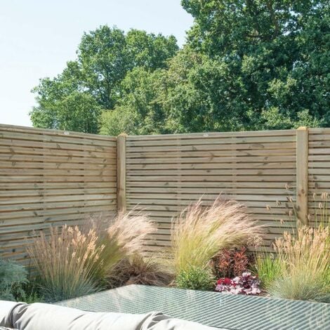 Forest Garden Contemporary Double Slatted Fence Panel 1800 x 1800mm 6ft x 6ft