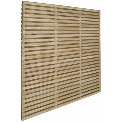 Forest Garden Contemporary Double Slatted Fence Panel 1800 x 1800mm 6ft x 6ft