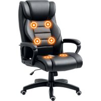 Newmills High Back Executive Office Chair with 6 Point Massager - Black