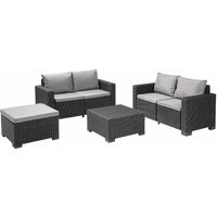 Keter California Double 2 Seat Sofa Set And Table Graphite