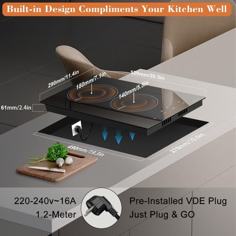 Domino Plaque De Cuisson À Induction 30 Cm Avec Double Zone De Cuisson
