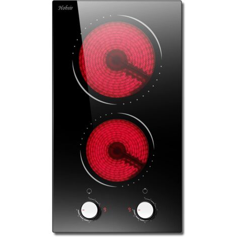 Plaque vitrocéramique 2 feux 3000W – 29cm – 9 niveaux de puissance – Câblage professionnel requis – Contrôle par bouton