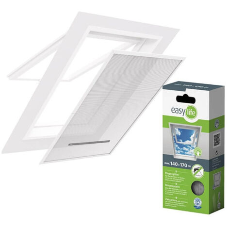 Store Menuiserie – Moustiquaire de fenêtre sans perçage – 140 x 170 cm – Tissu polyester résistant – Système auto-agrippant et fermeture zippée