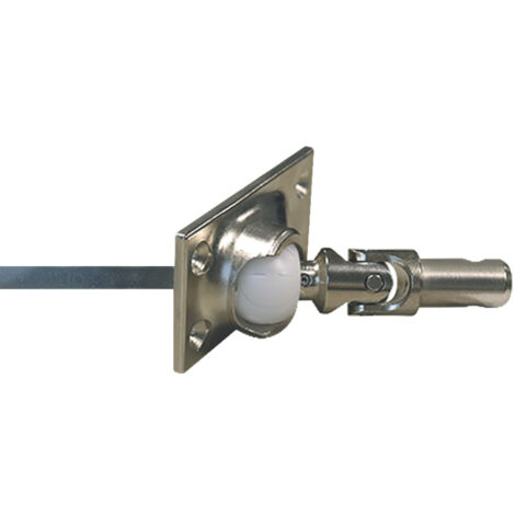 Store Menuiserie – Sortie de caisson carré 6 mm – Longueur 300 mm – Cardan en acier pour manivelle 12 – Platine zamac nickelée – Plage de pivotement 50°