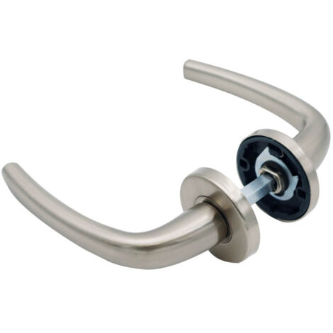 Poignées de Porte, Cylindre, Rosaces, Nickel Mat, Kit complet, pour Porte d'Intérieure (1/4)