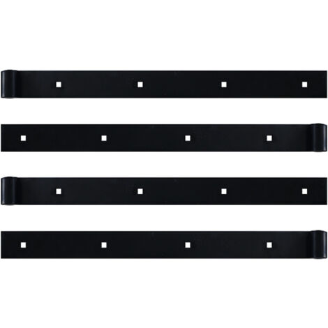 Store Menuiserie – Pentures droite 4 pièces 450 mm – Acier noir pour volets battants bois ou PVC – 4 trous de fixation carrés 7,5 mm