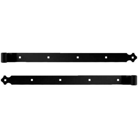 Store Menuiserie – Pentures droite embout feston noir aluminium 544 mm – 5 trous carrés de 7,5 mm – Déport 19x60 mm pour volets battants