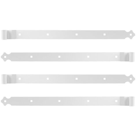 Store Menuiserie – Lot de 4 pentures droites en aluminium 544 mm – Couleur blanche – Fixation robuste avec 5 trous carrés – Pour volets battants