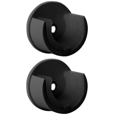 2 Supports pour Tringle à Rideaux, Noir, Support Mural, Diamètre 20, Saillie 28 (1/4)