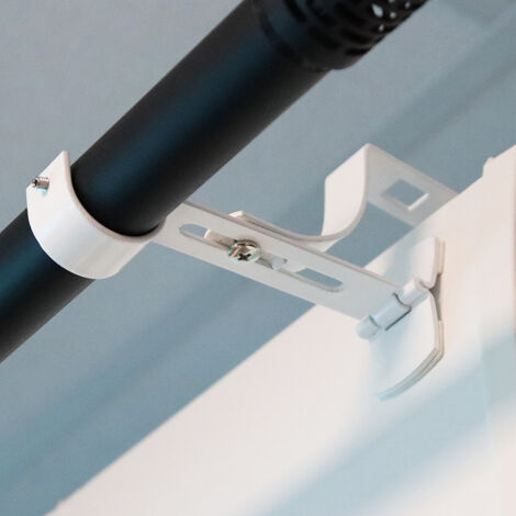 Supports Tringle Rideaux Sans Perçage Welldo | Lot De 2 | Pour Coffre Volet Carré 14-24cm | Blanc