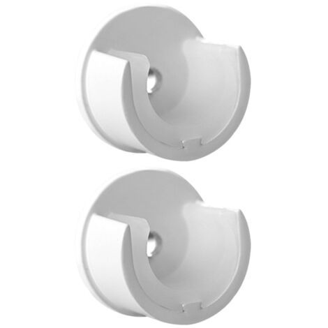 2 Supports Blanc pour Tringle à Rideaux, Mural, Diamètre 20, Saillie 28, Support U