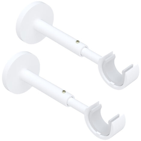 Store Menuiserie – Supports muraux pour tringle à rideaux – Lot de 2 – Blanc mat – Acier et aluminium – Saillie extensible 110 à 160mm – D.20mm