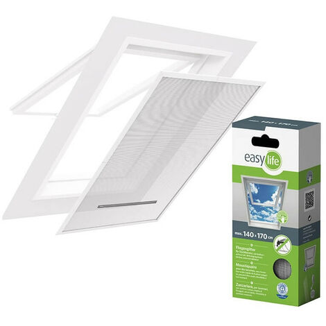 Store Menuiserie – Moustiquaire de fenêtre sans perçage autocollante 140 x 170 cm – Installation facile – Polyester lavable – Pour fenêtres de toit - TOIT 140 X (1/3)