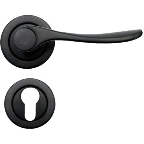 Poignées de Porte sans Perçage Rosace Noires - Paire de Boutons de Porte Design Classique en Métal Mat - Cylindre
