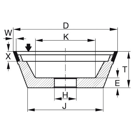 TYROLIT - Mola abrasiva a tazza diamantata DxTxH (mm) 100x35x20