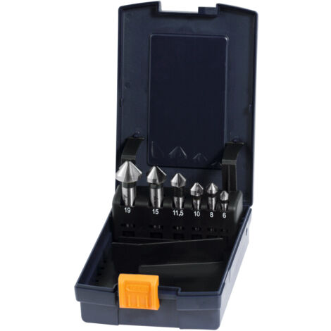 Set 6 Svasatori Conici A 90° HSS Con Rivestimento Titanio - 6,3-20,5 Mm, Incluso Punzone Centrale In Ottone