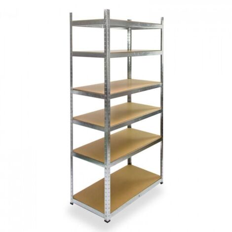 Dema – Étagère rayonnage 6 niveaux 200 x 100 x 50 cm – Charge max 390 kg – Bois 4 mm – Structure métallique galvanisée – Montage simple