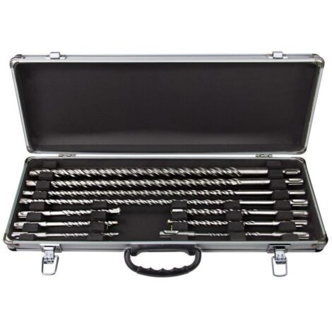 Dema – Foret béton SDS-plus 11 pièces – Longueur 400mm, 160mm, 110mm, 60mm – Coffret alu pour perçage béton armé