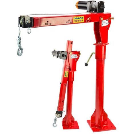 Dema – Grue d'atelier avec treuil électrique 300 kg 12 V – Hauteur de levage 2150 mm – Câble acier 5200 mm – Télécommande incluse
