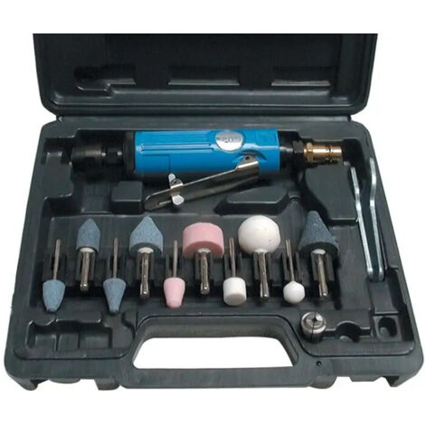 Güde – Meuleuse pneumatique droite 15 pièces – Pression 6 bars – Rotation 22000 t/min – Pour meulage et finition précise