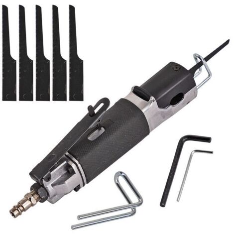 Dema – Scie à métaux pneumatique 1/4 professionnelle – Acier 1,5mm – Alu 2mm – Coups 8500 tr/min – Butée de profondeur réglable