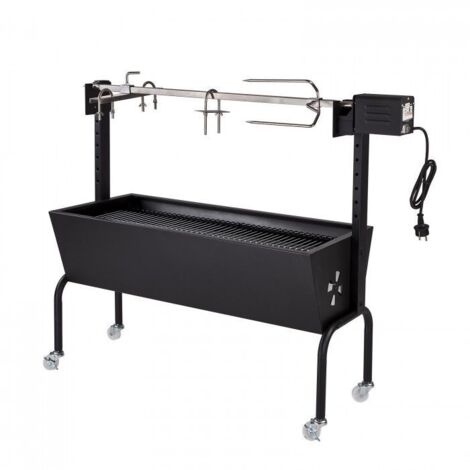 Dema – Rôtissoire tournebroche barbecue portable 850mm – Acier inoxydable – Grille XXL chromée – Moteur 230V 15W – Cuisson jusqu'à 20kg