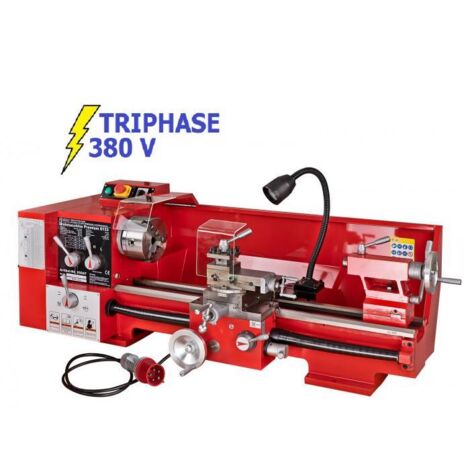 Dema – Tour à métaux 400 Volt – Moteur 1,1 kW – Transmission par courroie – Vitesse 60-1650 T/min – Ø de tour 330 mm