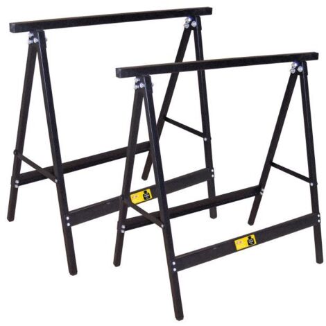Dema – Tréteaux métalliques noirs – Charge maximale 120 kg – Lot de 2 – Dimensions dépliés 635 x 410 x 710 mm – Montage facile