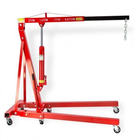 Dema – Grue d'atelier hydraulique 2T – Charge max 2000 kg – Hauteur de levée 2300 mm – 6 roues directionnelles en métal