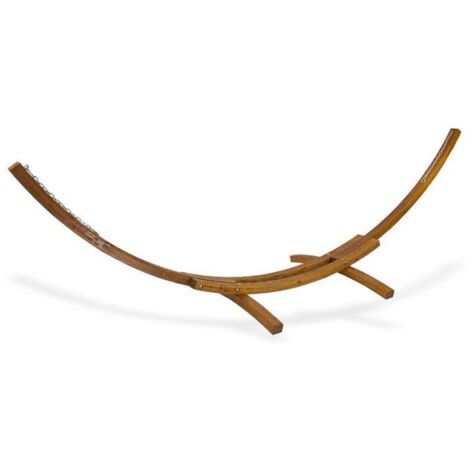 Dema – Support hamac sur pied en bois lamellé-collé – Longueur 400 cm – Charge maximale 300 kg – Pour 2 à 3 personnes – Installation intérieure et extérieure