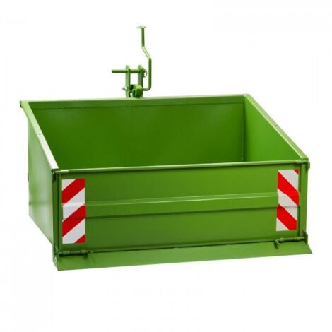 Dema – Benne 3 points pour tracteur – Dispositif de bascule – Acier vert réséda – Charge max 800 kg – Dimensions 1200x980mm