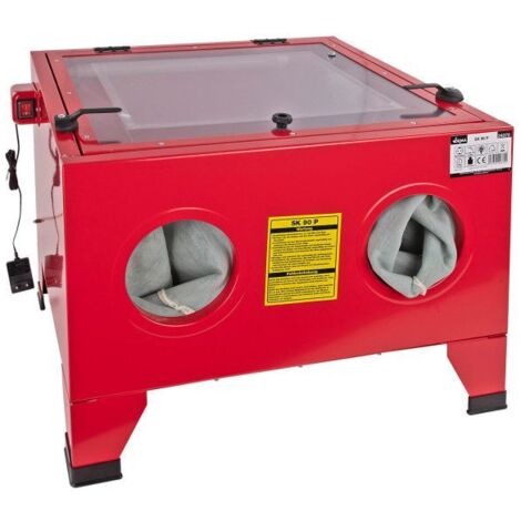 Dema – Cabine de sablage 90 litres – Débit 150 litres/min – Pression 5,5 bars – Pistolet avec 4 buses céramiques – Microbillage pièces