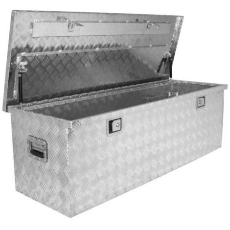 Güde – Coffre de chantier aluminium 310L – Tôle larmée 1,5mm – Transport sécurisé d'outils – Amortisseurs hydrauliques