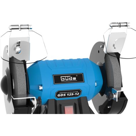 Güde – Touret à meuler double 125mm – Puissance 120W – Vitesse 2980 t/min – Socle solide avec pare-étincelles réglable – Pour meulage précis - GDS 125-12