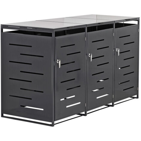 Cache poubelle extérieur - pour 3 poubelles - anthracite