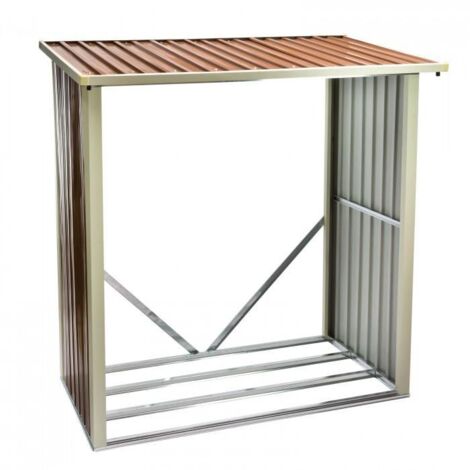 Dema – Abri à bûches Oslo – Structure métallique résistante aux intempéries – Dimensions 182 x 91 x 190 cm – Pour 2 rangées de bûches de 35 cm