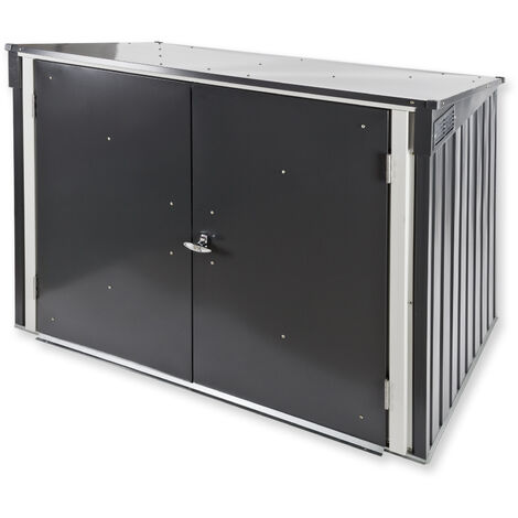 Cache-poubelle métallique 2 x 240 litres – Dimensions 154 x 97 x 115 cm – Résistant aux intempéries – Montage facile – Duramax