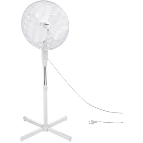 Ventilateur Sur Pied RAMBERG 40cm Blanc - Silencieux, 3 Vitesses, Oscillation - 45W
