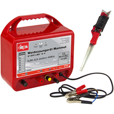 Dema – Électrificateur de clôture 12V 2,5 Joules – Circuit pulsé 10000V – Installation murale facile – Témoin LED pour surveillance - A1200