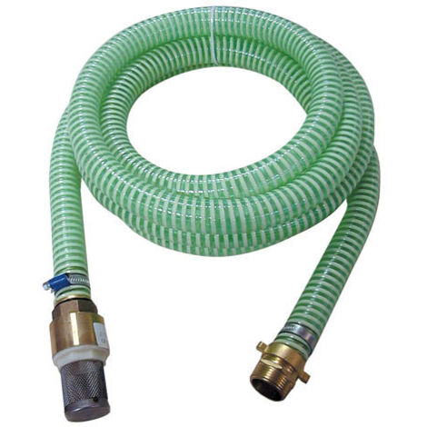 Güde – Kit de tuyau d'aspiration eau 4 m – Raccord Vario IG/AG 1' – Clapet de pied laiton avec filtre inox – Pour chantiers humides - KA 4 P