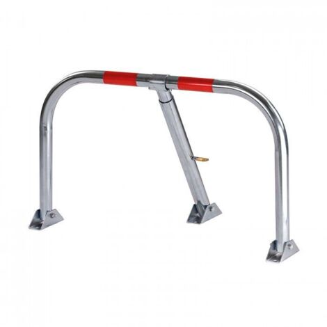 Dema – Barrière de parking pliable en métal galvanisé – Dimensions 77 x 43 cm – Serrure de sécurité avec 3 clés – Ancrages robustes inclus