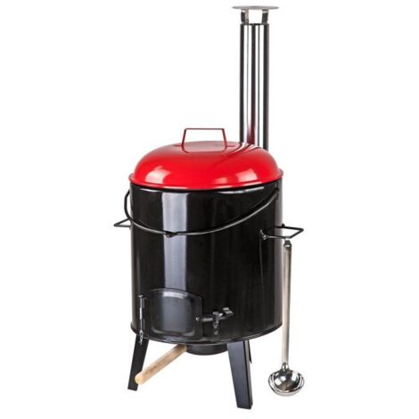 Dema – Poêle à goulasch 14 litres – Chaudron émaillé pour soupes et ragoûts – Grille à charbon amovible – Idéal camping et jardin