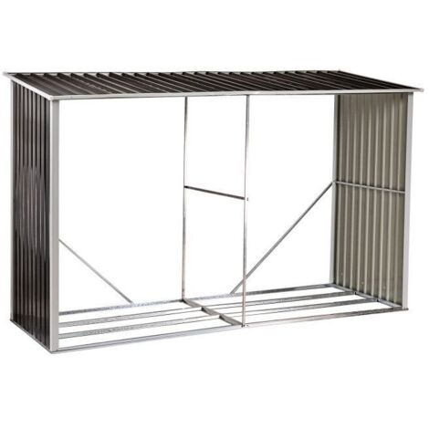 Dema – Abri à bûches extérieur 3030 x 1115 x 1750 mm – Toit en tôle galvanisée – Résistant aux intempéries – Ventilation optimale du bois