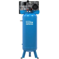 Compresseur 2 cylindres 200L 10 bars 400V – Moteur à courroie 3kW – Débit 480l/min – Manomètres de pression et réducteur de pression – Guede