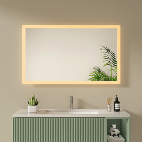 S'AFIELINA - Miroir LED Salle De Bain Sans Cadre 45x70 Cm - 3 Couleurs De Lumière Réglables - Antibuée - Interrupteur Tactile - IP44