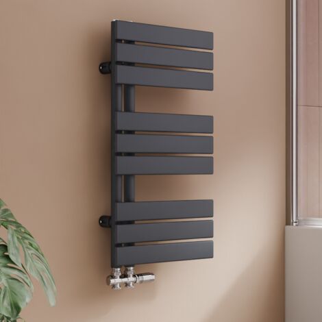 S’AFIELINA Sèche-serviettes eau chaude 342W Lateral connection Tube plat Sans vanne Anthracite 762×400mm