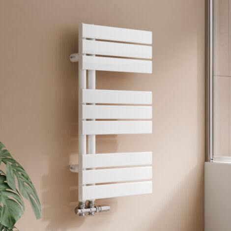 S'Afielina – Sèche-serviette eau chaude 342W – Tube plat blanc 762×400mm – Raccord G1/2' – Acier laminé à froid pour chauffage rapide