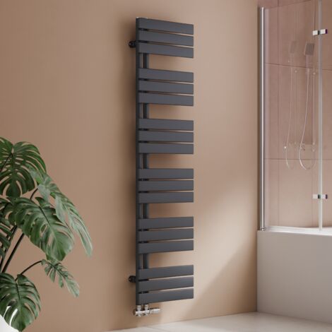 S’AFIELINA Sèche-serviettes eau chaude 684W Lateral connection Tube plat Sans vanne Anthracite 160×400mm