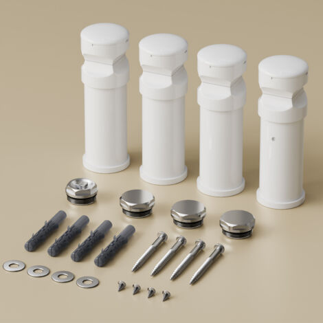 S'AFIELINA Support réglable pour sèche-serviettes kit de fixation mural résistant à l'humidité avec purgeur et bouchon inclus Lot de 3, blanc